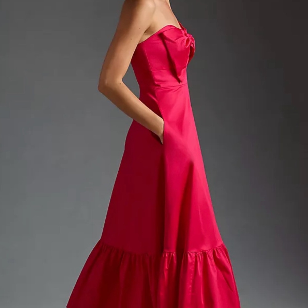 NWT Hutch pink scarlet red bow colorblock dress 6 - Picture 2 of 14